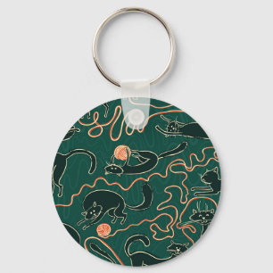 Katten : Doodle naadloos patroon Sleutelhanger
