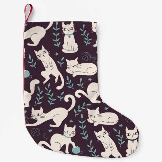 Katten Doodle stijl patroon Kleine Kerstsok (Voorkant)