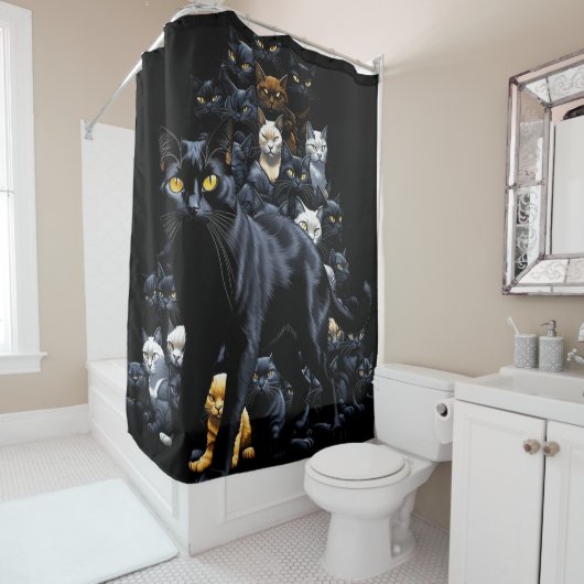 Katten Douchegordijn (In situ)
