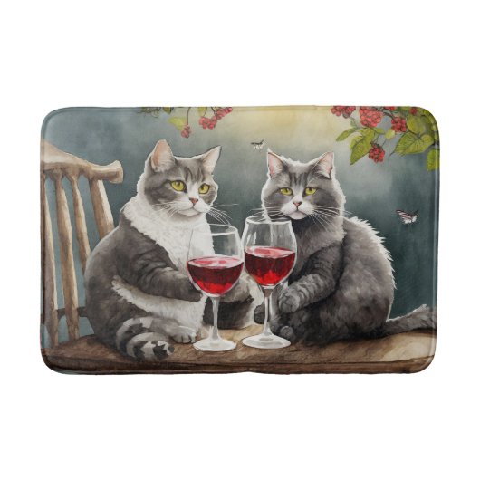 Katten Drinken Wijn Badmat! Badmat (Voorkant)