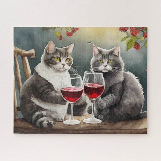 Katten Drinken Wijn Puzzel! Legpuzzel (Horizontaal)