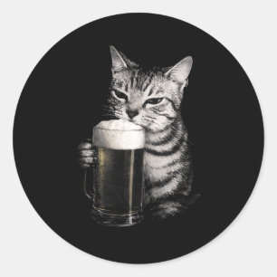 Katten drinkt bier grappige meme mannen vrouwen bi ronde sticker