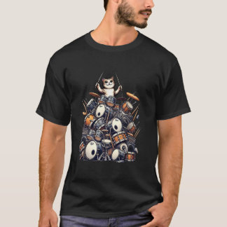 Katten Drummer, Coole Drummer, Grappige Drums T-sh T-shirt