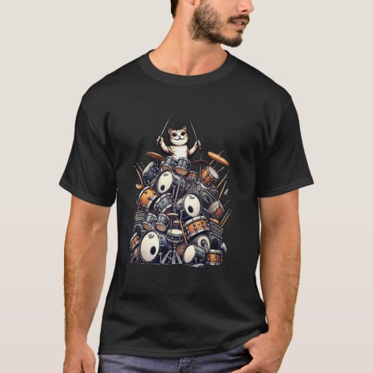 Katten Drummer, Coole Drummer, Grappige Drums T-sh T-shirt (Voorkant)