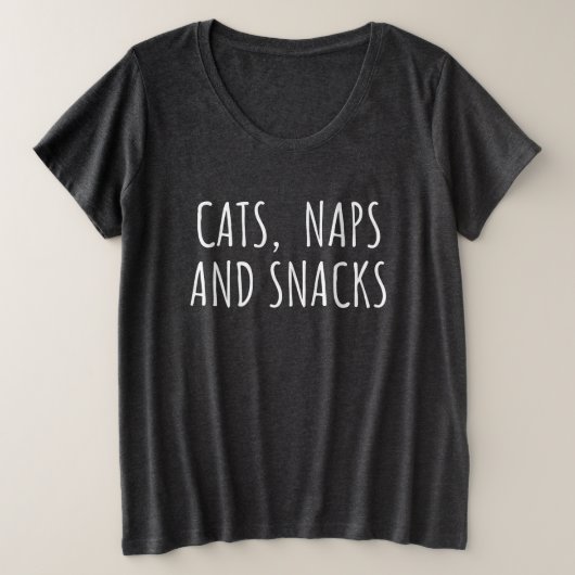 Katten, dutjes en snacks | Funny Cat Lover Grote Maat T-shirt (Design voorkant)