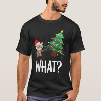 Katten duwen Kerstboom Om Grappig Wat Katten Kerst T-shirt