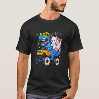 Katten Eenhoorn Dino Rijden Terug naar School ABC T-shirt