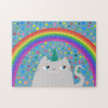 Katten Eenhoorn Puzzel Regenboog Sterren Mooie Cad