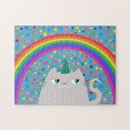 Katten Eenhoorn Puzzel Regenboog Sterren Mooie Cad (Horizontaal)