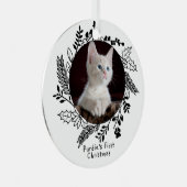 Katten Eerste Kerst Gepersonaliseerde Foto en Naam Metalen Ornament (Voorkant Rechts)