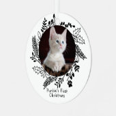 Katten Eerste Kerst Gepersonaliseerde Foto en Naam Metalen Ornament (Voorkant links)