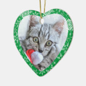 Katten Eerste Kerst Glitter Sneeuwvlokken Hart Keramisch Ornament (Links)