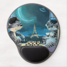 Katten Eiffeltoren - Nacht Gel Muismat