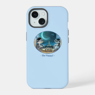 Katten Eiffeltoren - Nacht Gelukkig Hoesje iPhone 15 Case