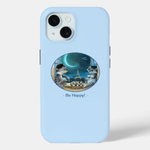 Katten Eiffeltoren - Nacht Gelukkig Telefoon Stevi iPhone 15 Case
