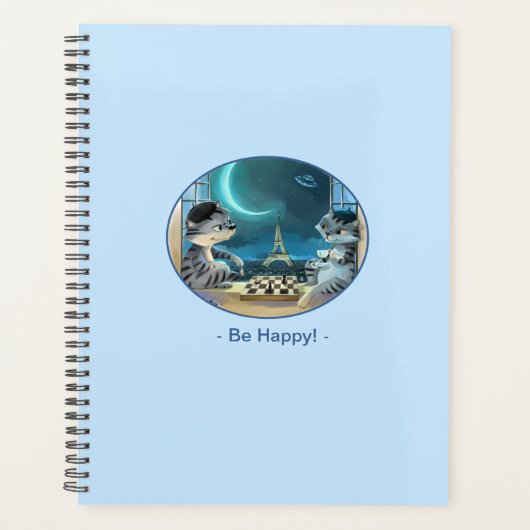 Katten Eiffeltoren - Nacht Gelukkig Weekplanner Planner (Voorkant)