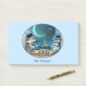 Katten Eiffeltoren - Nacht Gelukkige Notities 10" Post-it® Notes (Op bureau)