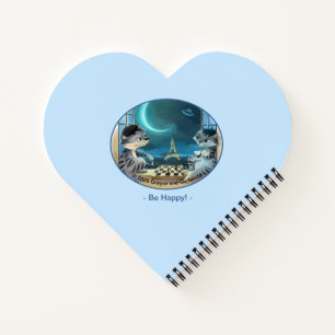 Katten Eiffeltoren - Nacht Happy Hart Notitieboek