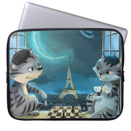 Katten Eiffeltoren - Nacht Laptop Sleeve