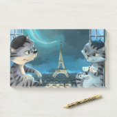 Katten Eiffeltoren - Nacht Notities 10" x 6"  Post-it® Notes (Op bureau)