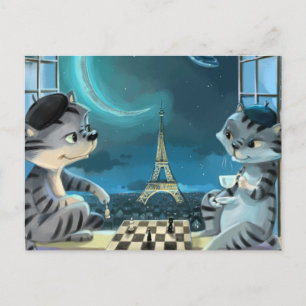 Katten Eiffeltoren - Nachtansicht Ansichtkaart Briefkaart