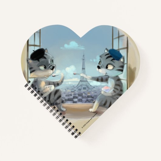 Katten & Eiffeltoren - Parijs Hart Notitieboek (Voorkant)
