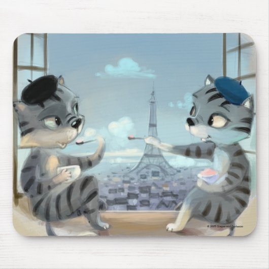 Katten & Eiffeltoren – Parijs Muismat (Voorkant)