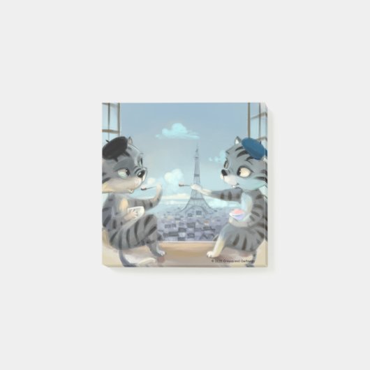 Katten & Eiffeltoren – Parijs Notities 7,5 x 7,5 c Post-it® Notes (Voorkant)