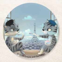 Katten & Eiffeltoren - Parijs Papier Onderzetters