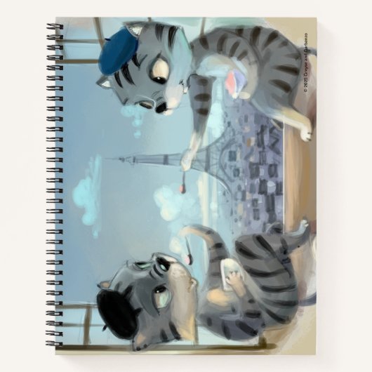 Katten & Eiffeltoren - Parijs Spiraal Notebook Notitieboek (Voorkant)