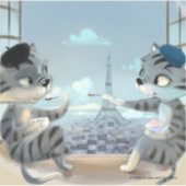 Katten & Eiffeltoren – Parijs Vinyl Sticker (V) (Voorkant)