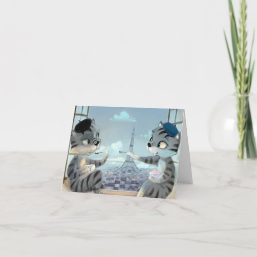 Katten & Eiffeltoren – Parijs Witte kaart (Voorkant)