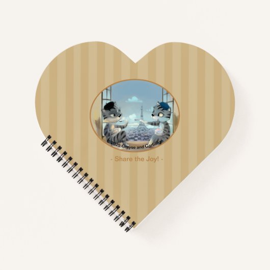 Katten & Eiffeltoren - Paris Joy Hart Notebook Notitieboek (Voorkant)
