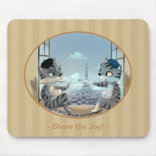 Katten & Eiffeltoren – Paris Joy Muismat (Voorkant)