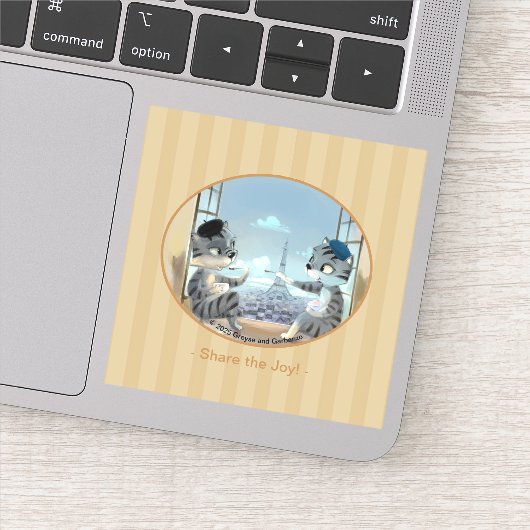 Katten & Eiffeltoren – Paris Joy Vinyl Sticker (V) (Detail)