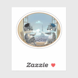 Katten & Eiffeltoren – Paris Ovale Vinyl Sticker (