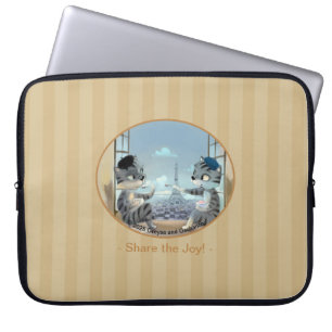 Katten & Eiffeltoren - Paris Plezier Laptophoes Laptop Sleeve