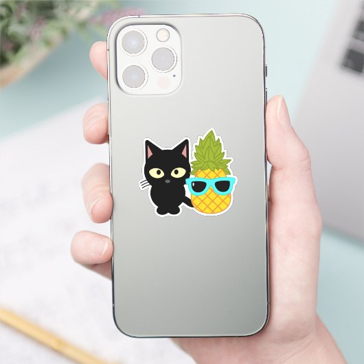 katten en ananassen zijn de beste vrienden sticker (Telefoon)