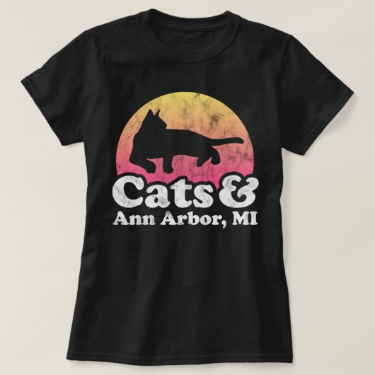 Katten en ann Arbor, MI-Mannen of dameskat en Mi T-shirt (Design voorkant)