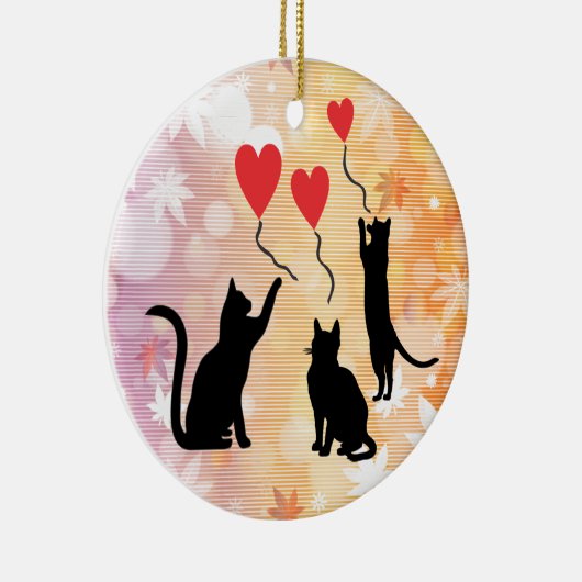Katten en ballonnen keramisch ornament (Rechts)