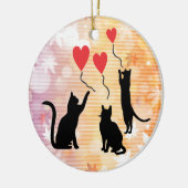 Katten en ballonnen keramisch ornament (Links)