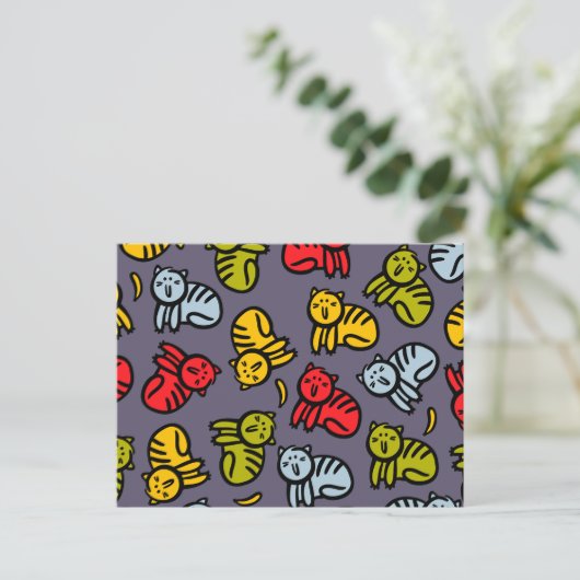 Katten en bananen feestdagenkaart (Staand voorkant)