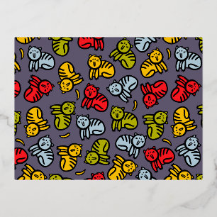 Katten en bananen folie uitnodiging briefkaart