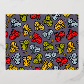 Katten en bananen folie uitnodiging briefkaart (Voorkant)