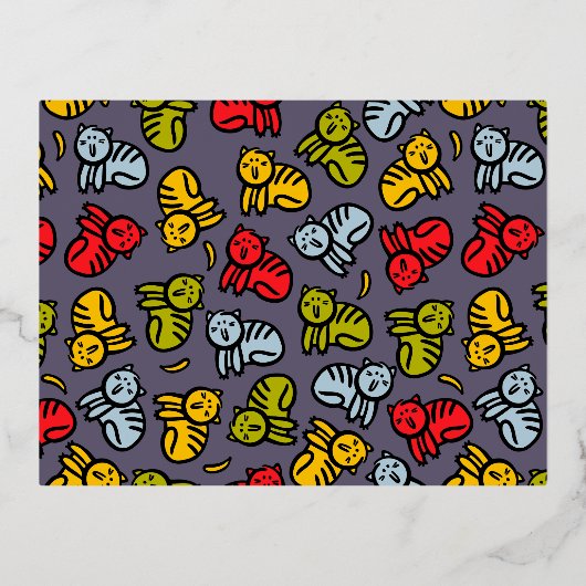 Katten en bananen folie uitnodiging briefkaart (Voorkant)