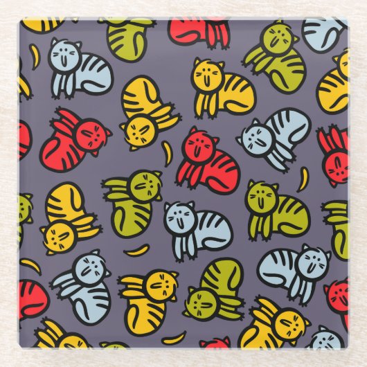 Katten en bananen glazen onderzetter (Voorkant)