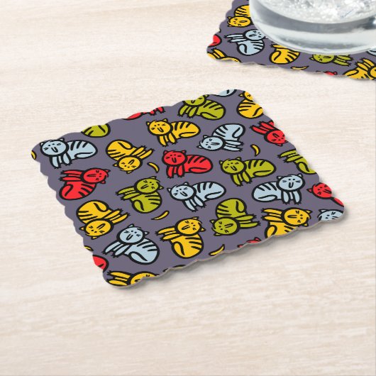 Katten en bananen kartonnen onderzetters (Gebogen)