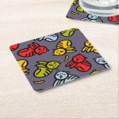 Katten en bananen kartonnen onderzetters (Schuin)