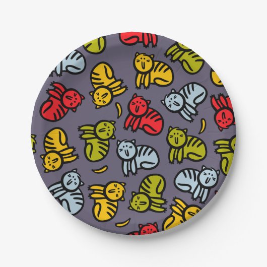 Katten en bananen papieren bordje (Voorkant)