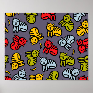 Katten en bananen poster